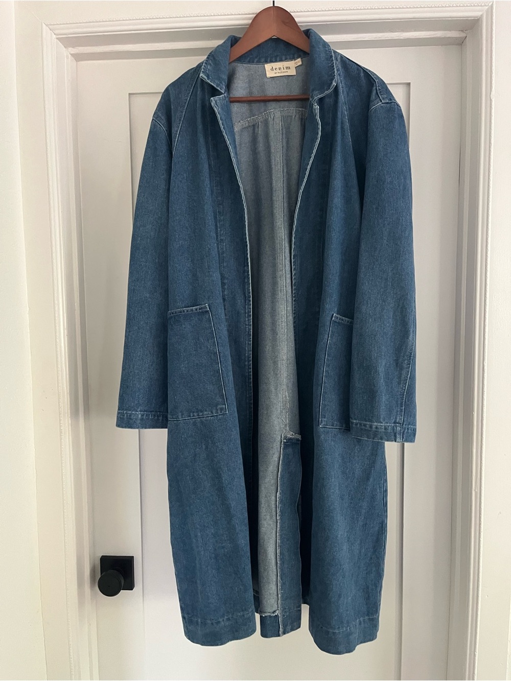 Ellison Denim Longline Open Front Coatigan - Blue Trench L